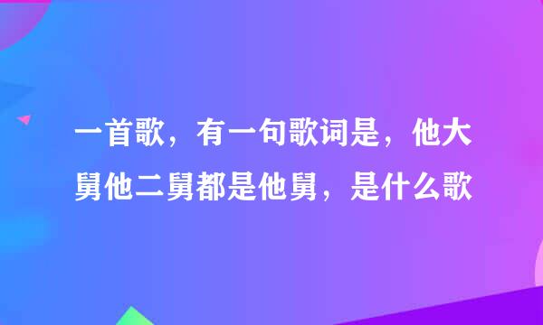 一首歌，有一句歌词是，他大舅他二舅都是他舅，是什么歌