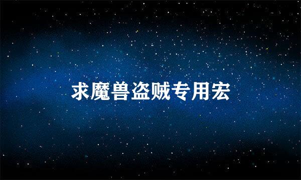 求魔兽盗贼专用宏