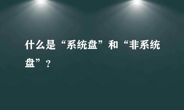 什么是“系统盘”和“非系统盘”？