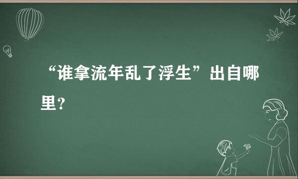 “谁拿流年乱了浮生”出自哪里？