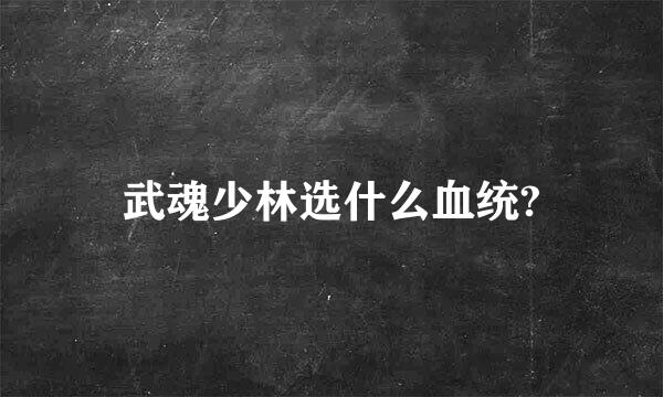 武魂少林选什么血统?