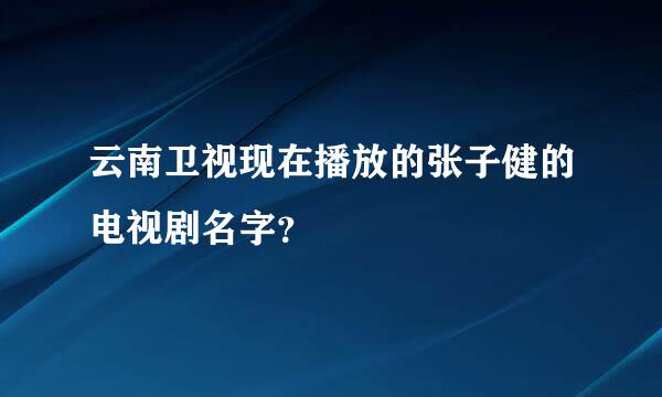 云南卫视现在播放的张子健的电视剧名字？