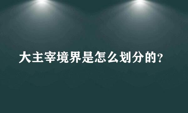 大主宰境界是怎么划分的？