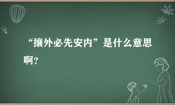 “攘外必先安内”是什么意思啊？