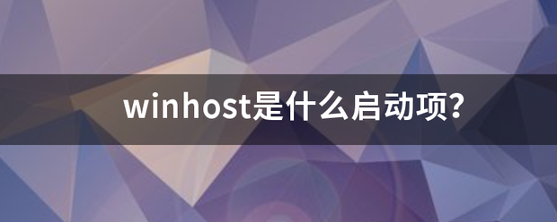 winhost是什么启动项？