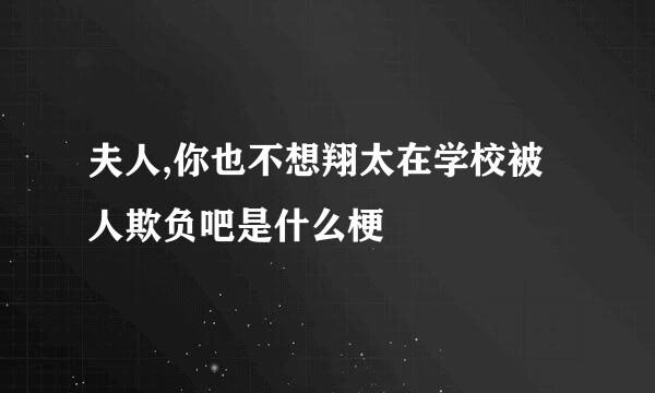 夫人,你也不想翔太在学校被人欺负吧是什么梗