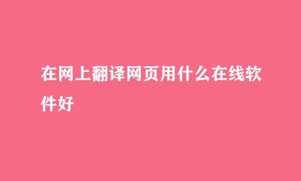 在网上翻译网页用什么在线软件好