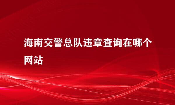 海南交警总队违章查询在哪个网站