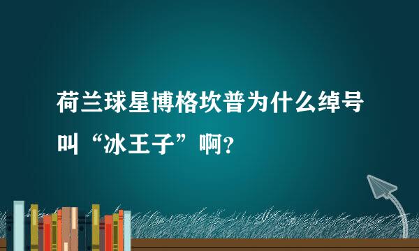 荷兰球星博格坎普为什么绰号叫“冰王子”啊？