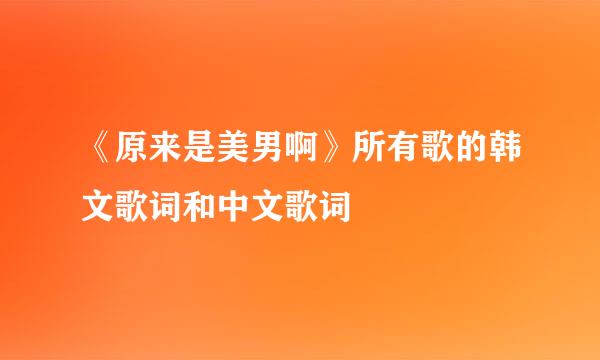 《原来是美男啊》所有歌的韩文歌词和中文歌词