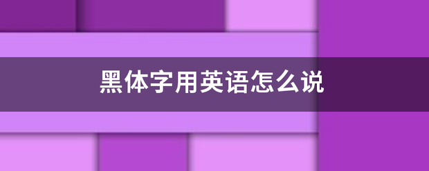 黑体字用英语怎齐临素煤红营发聚么说