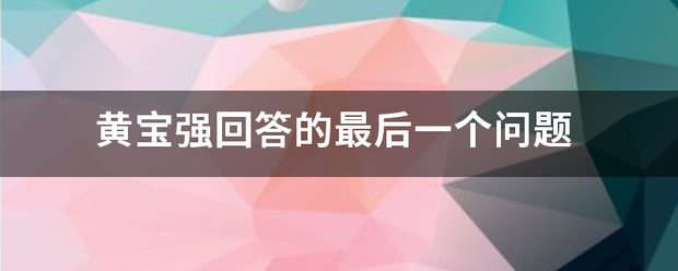 黄宝强回答的最后一个问题