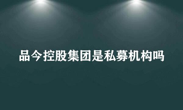 品今控股集团是私募机构吗