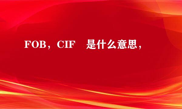 FOB，CIF 是什么意思，