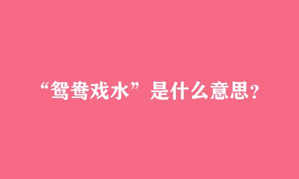 “鸳鸯戏水”是什么意思？