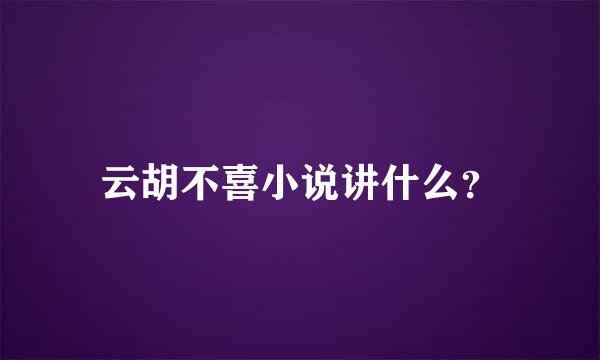 云胡不喜小说讲什么？