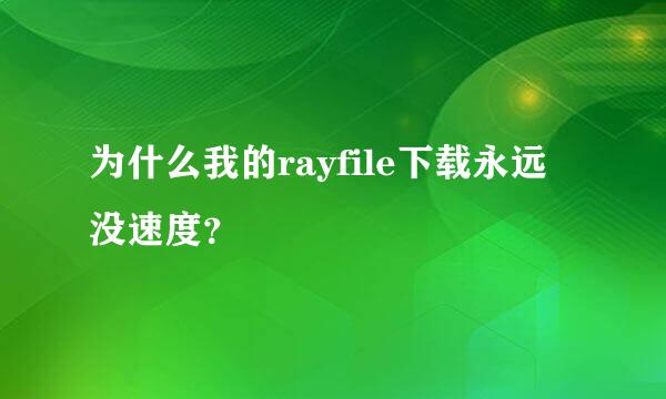 为什么我的rayfile下载永远没速度？