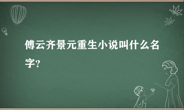 傅云齐景元重生小说叫什么名字？