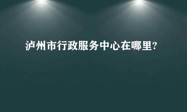 泸州市行政服务中心在哪里?