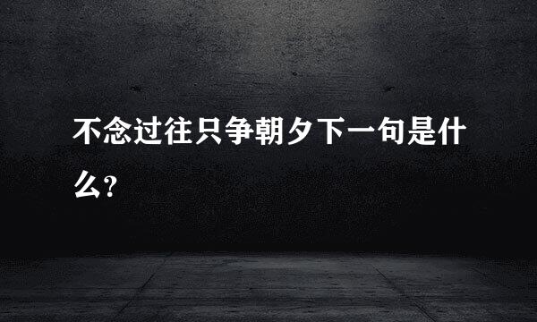 不念过往只争朝夕下一句是什么？