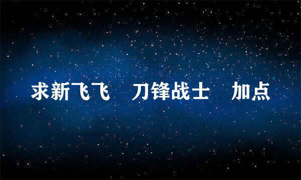 求新飞飞 刀锋战士 加点