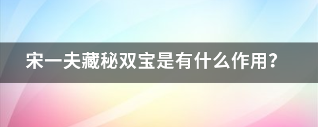 宋一夫藏秘双宝是有什么作用？