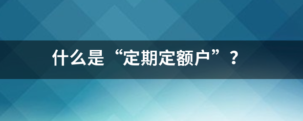 什么是“定期定额户”？