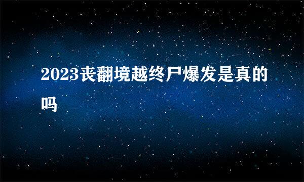 2023丧翻境越终尸爆发是真的吗