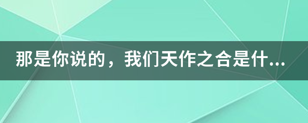 那是你说的，我们天作之合是什么歌？