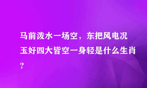 马前泼水一场空，东把风电况玉好四大皆空一身轻是什么生肖？