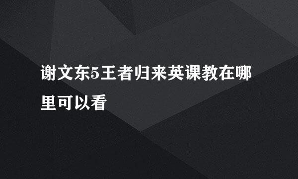 谢文东5王者归来英课教在哪里可以看