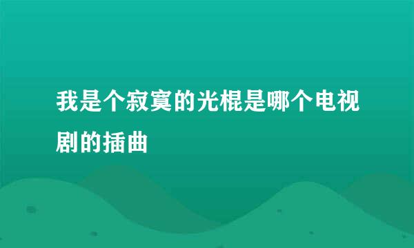 我是个寂寞的光棍是哪个电视剧的插曲