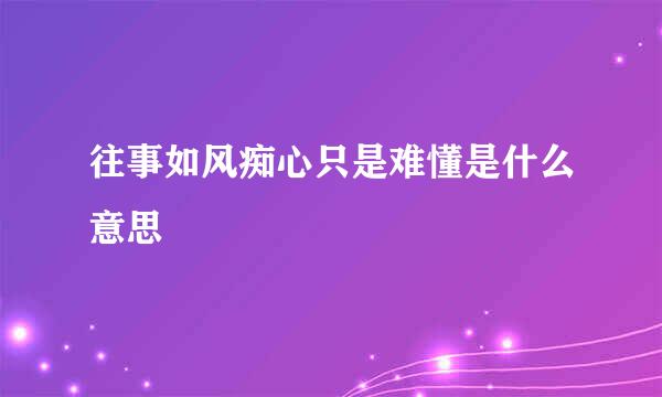 往事如风痴心只是难懂是什么意思