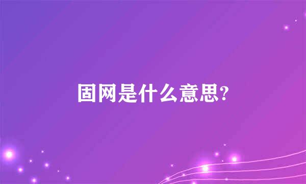 固网是什么意思?