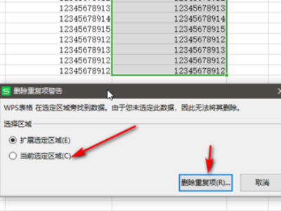 WPS表格中，如何删除重复项，只保留一个数据