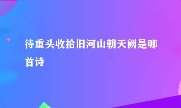 待重头收拾旧河山朝天阙是哪首诗