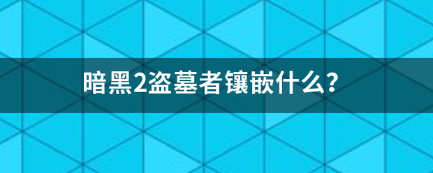 暗黑2盗墓者镶嵌什么？