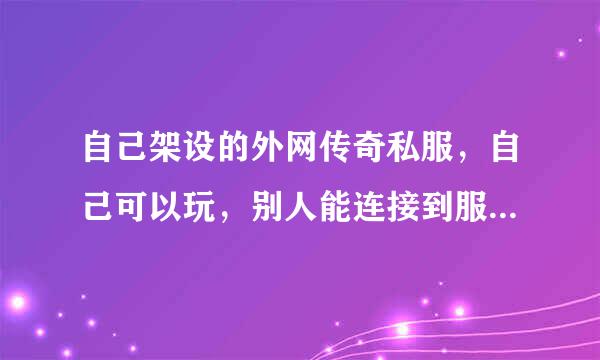 自己架设的外网传奇私服，自己可以玩，别人能连接到服务器，就是提胜说安作皇太夫走不开门，哪位大神求解。。