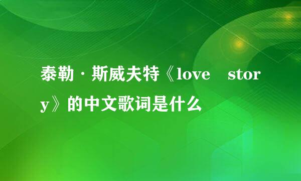 泰勒·斯威夫特《love　story》的中文歌词是什么