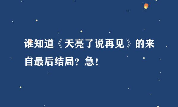 谁知道《天亮了说再见》的来自最后结局？急！