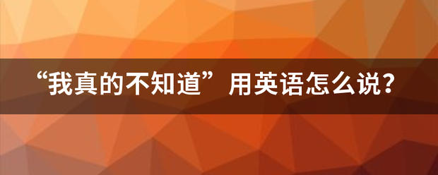 “我真的不知道”用英语怎么说？