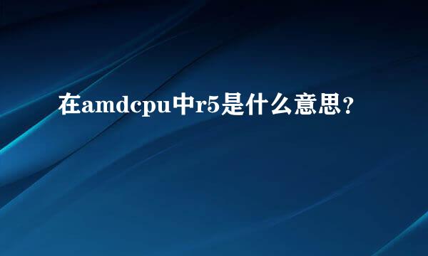 在amdcpu中r5是什么意思？