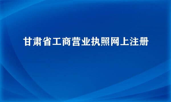 甘肃省工商营业执照网上注册