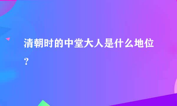 清朝时的中堂大人是什么地位？