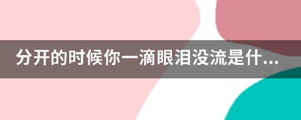 分开的时候你一滴眼泪没流是什么歌？