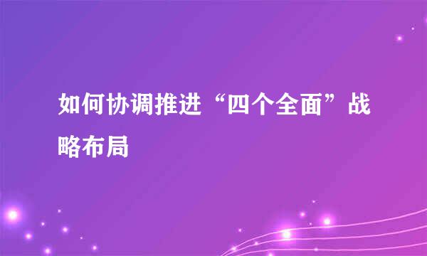 如何协调推进“四个全面”战略布局