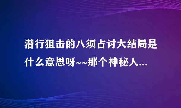 潜行狙击的八须占讨大结局是什么意思呀~~那个神秘人到底是谁呢？有人说是苏星柏，到底是怎么一回事呢？