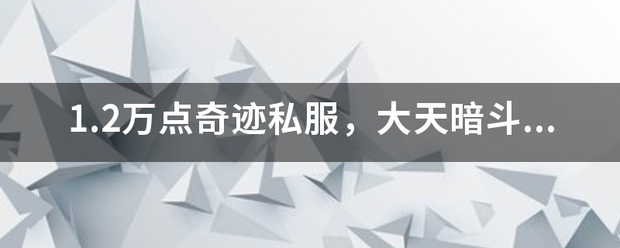 1.2万点奇迹私服，大天暗斗套战士PK加点？来自求赐教