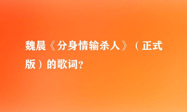 魏晨《分身情输杀人》（正式版）的歌词？