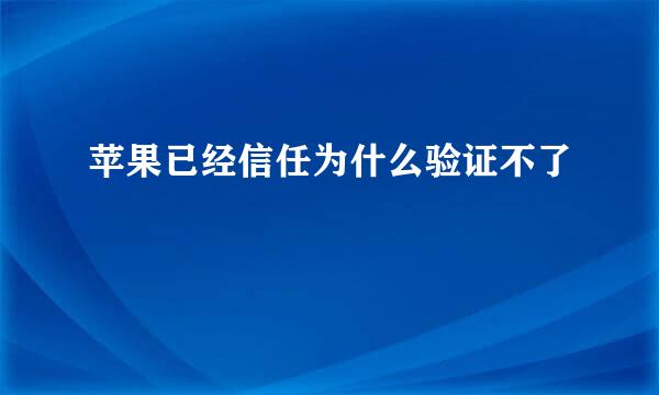 苹果已经信任为什么验证不了